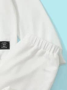 SHEIN Boys Patched Detail Pullover & Joggers - White - View 4