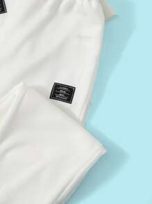 SHEIN Boys Patched Detail Pullover & Joggers - White - View 5