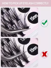 MAGEFY 60 Clusters Of Fishtail Segmented Eyelashes, 11-13-15mm With Longer Curls C Personal DIY Eyelashes Of Different Lengths, Natural Soft Handmade Eyelashes For Everyday Use, Manga Eyelashes For Travel Lash Clusters, Eyelash Clusters, Individual Eyelashes, Lashes, Fake Lashes - Black - View 3