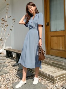 DAZY 蓬蓬袖襯衫領口短裙套裝