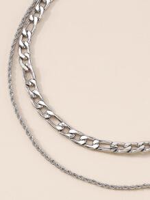 極簡風格多層次項鍊 - 銀色 - 查看 3