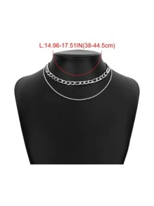 極簡風格多層次項鍊 - 銀色 - 查看 5