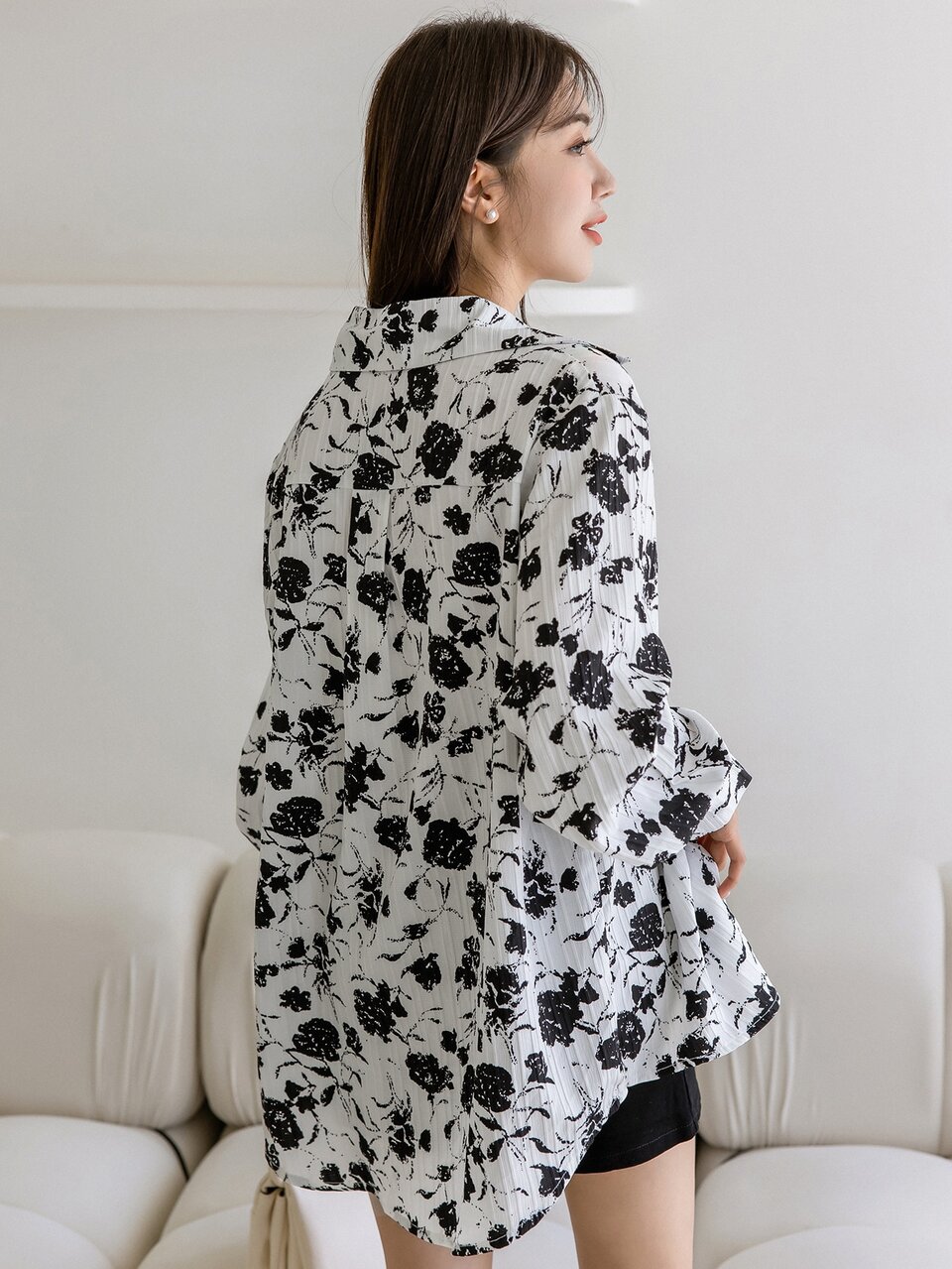 Floral Print Button Front Shirt