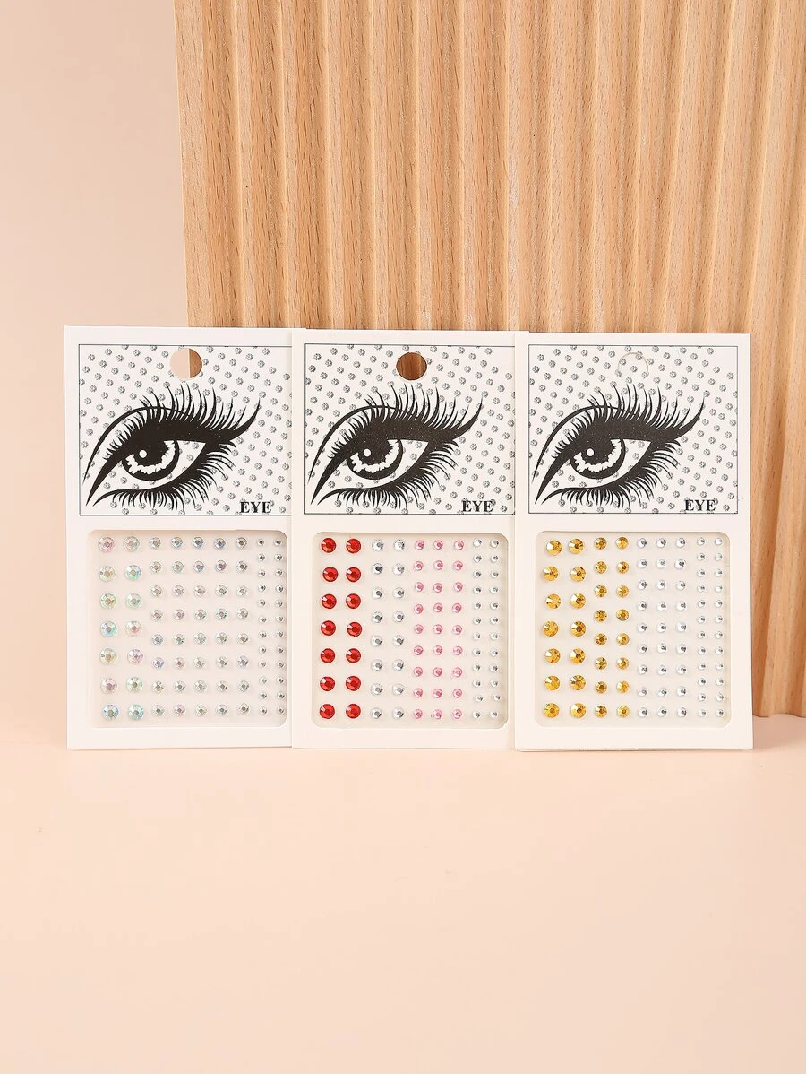 Party Joy 3sheets Rhinestone Eye Tattoo Sticker - Multicolor - View 1