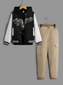 SHEIN 男孩卡通圖案連帽衫