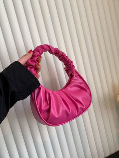 Mini Solid Color Pleated Cloud Handbag For Women