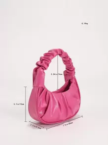 Bolso de mano mini plisado de unicolor en forma de nube para mujer - Rosa Fucsia - Ver 3