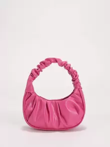 Bolso de mano mini plisado de unicolor en forma de nube para mujer - Rosa Fucsia - Ver 4