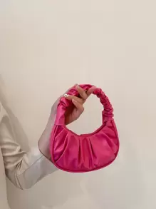 Bolso de mano mini plisado de unicolor en forma de nube para mujer - Rosa Fucsia - Ver 7