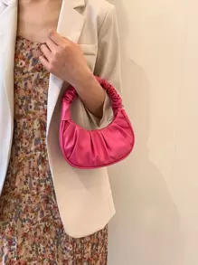 Bolso de mano mini plisado de unicolor en forma de nube para mujer - Rosa Fucsia - Ver 8