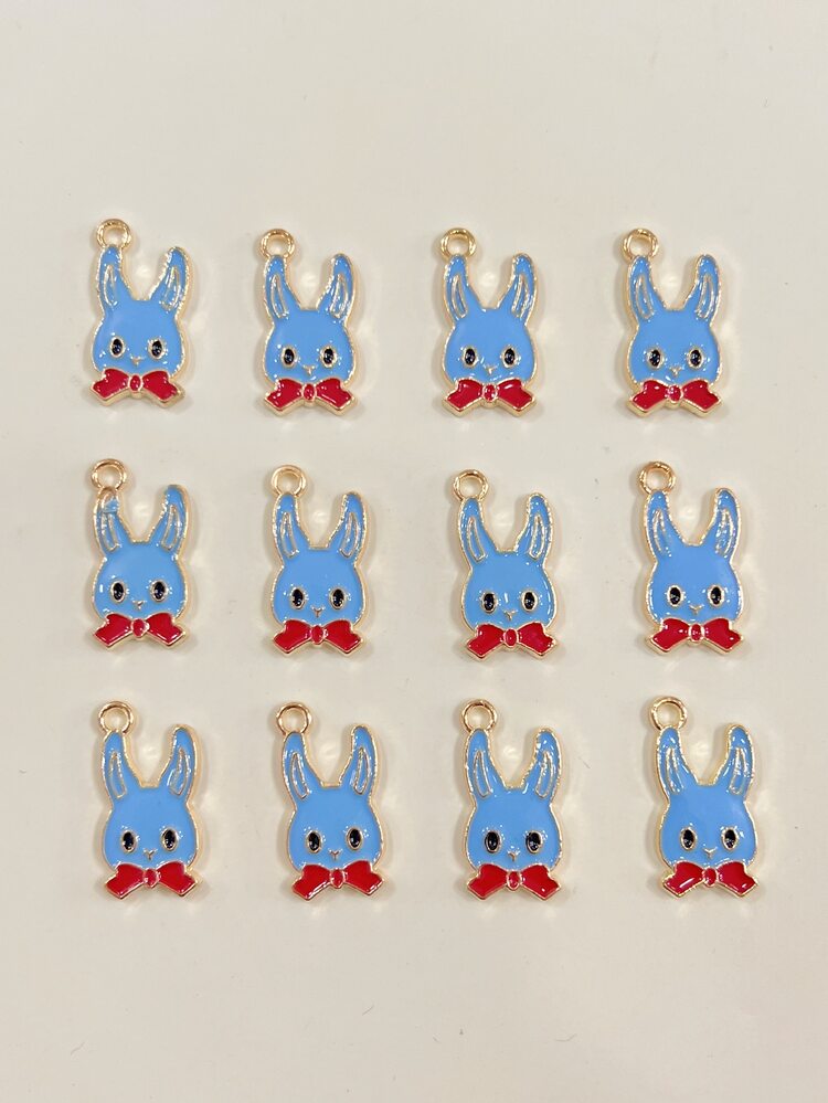 12 piezas Colgante DIY con dibujos animados conejo - Multicolor - Añade 1