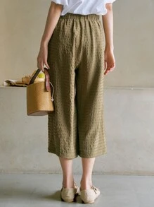DAZY 高腰寬腿褲 - 橄欖綠 - 查看 2