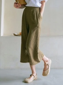 DAZY 高腰寬腿褲 - 橄欖綠 - 查看 7