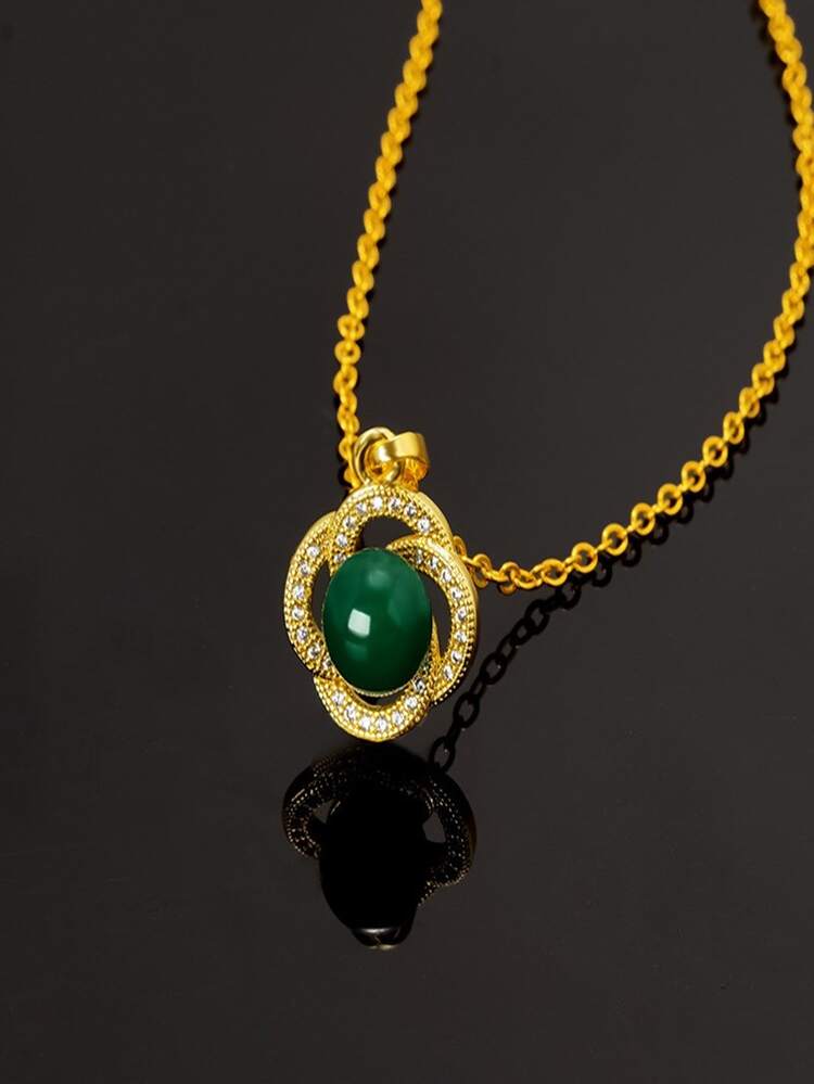 4pcs Rhinestone Decor Jewelry Set - Yellow Gold - View 2