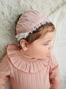 Newborn Baby Ribbed Knit Ruffle Trim Bodysuit - Dusty Pink - View 5