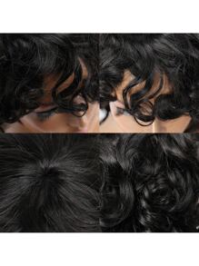 彈性卷短頭髮小精靈髮型機器製造假髮帶劉海自然黑色人類頭髮適用於女士頂級品質 - SNatural - 查看 5