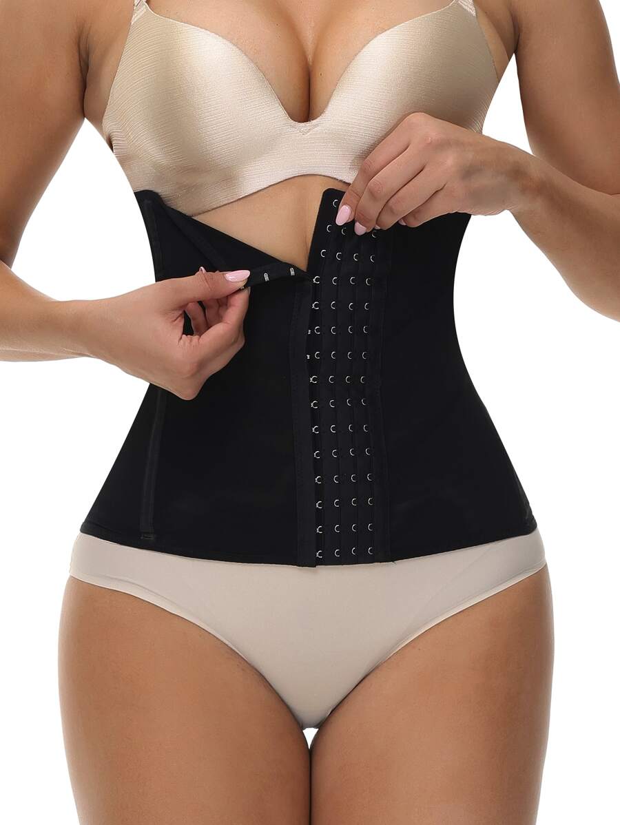 網紗鉤眼扣腰封 - 黑色 - 查看 1