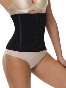 網紗鉤眼扣腰封 - 黑色 - 查看 3