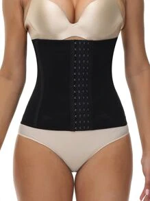 網紗鉤眼扣腰封 - 黑色 - 查看 4