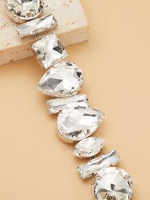 1件復古大水滴和圓形水晶吊墜項鍊 - 銀色 - 查看 2