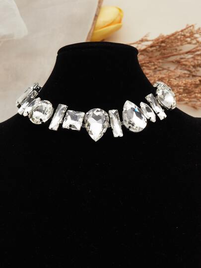 عقد قلادة (دمعة كبيرة وكريستال دائري) عتيق وأنيق