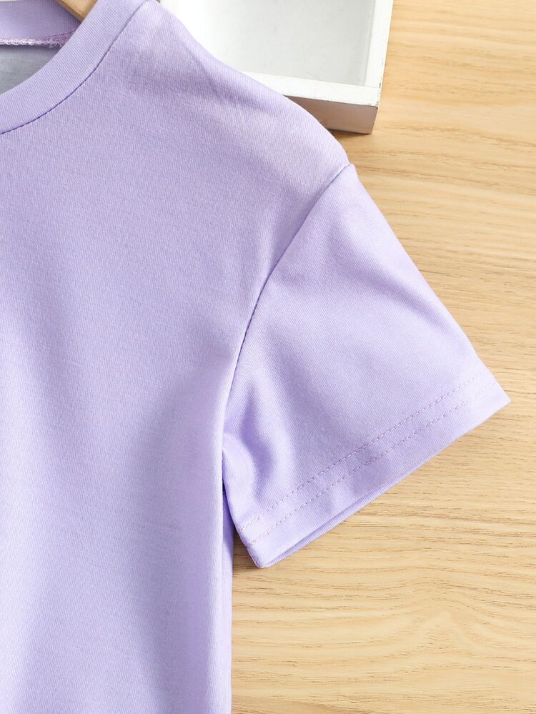 Toddler Girls Unicorn Print Tee Dress - Lilac Purple - View 4