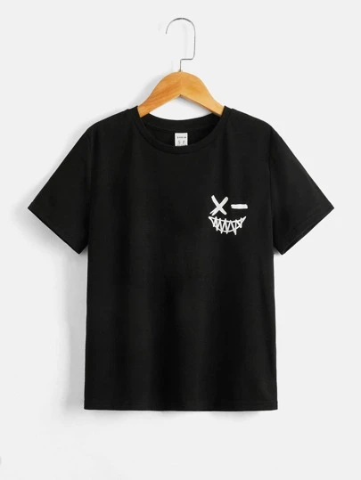 Tween Boy Graphic Print Casual T-Shirt, Comfortable And Suitable For Summer Daily Wear