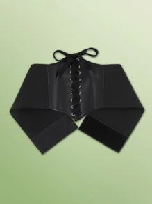 ROMWE Hippie Lace-up Front Corset Belt - Black - View 1