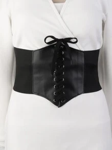 ROMWE Hippie Lace-up Front Corset Belt - Black - View 2