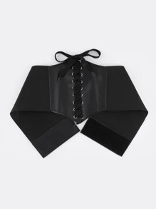 ROMWE Hippie Lace-up Front Corset Belt - Black - View 3