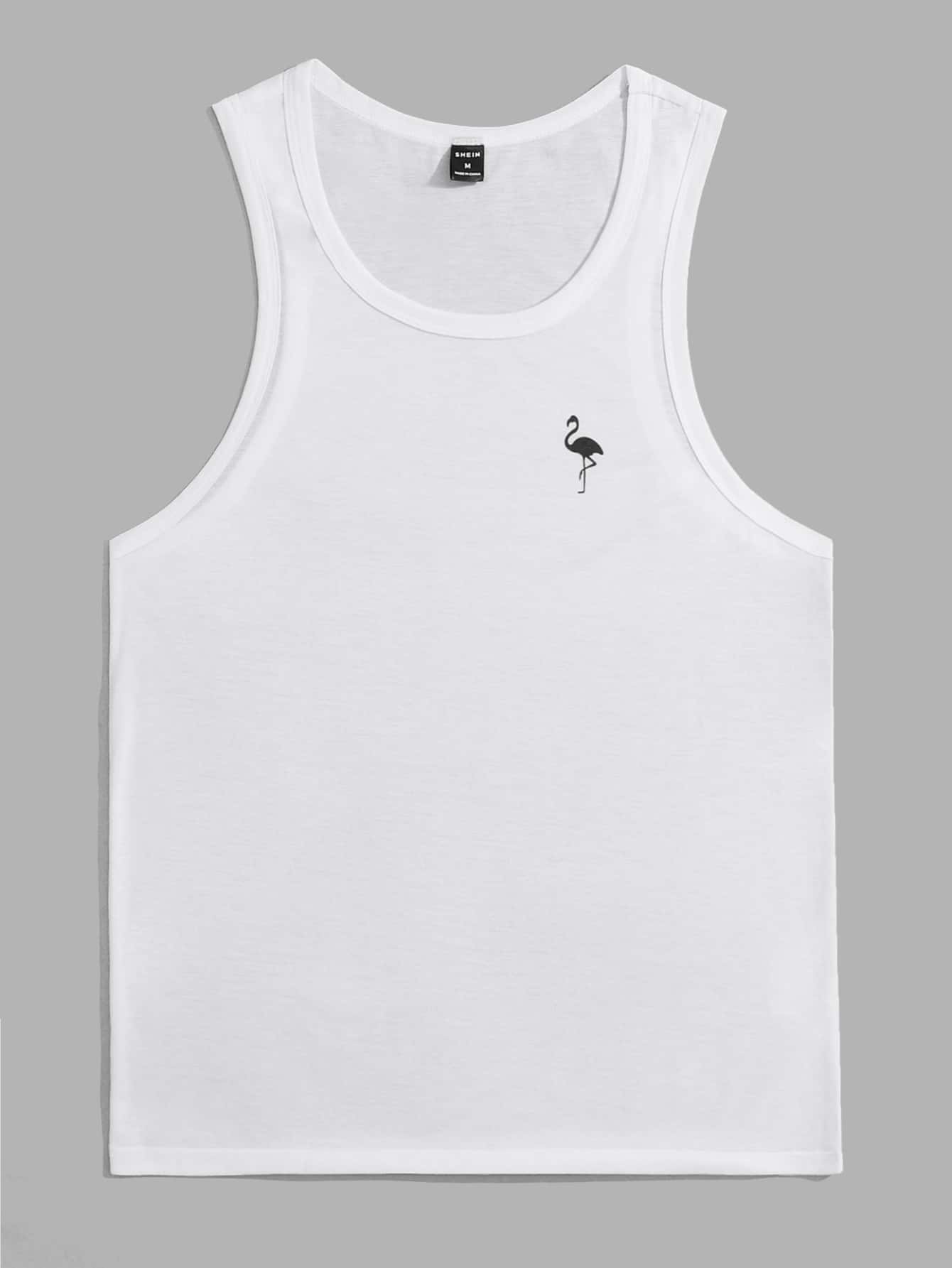 Manfinity VCAY Men Flamingo Print Tank Top - White - View 1