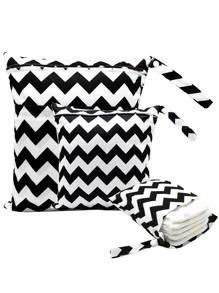 3 piezas Bolsa de pañales con patrón geométrico - Negro - Ver 1