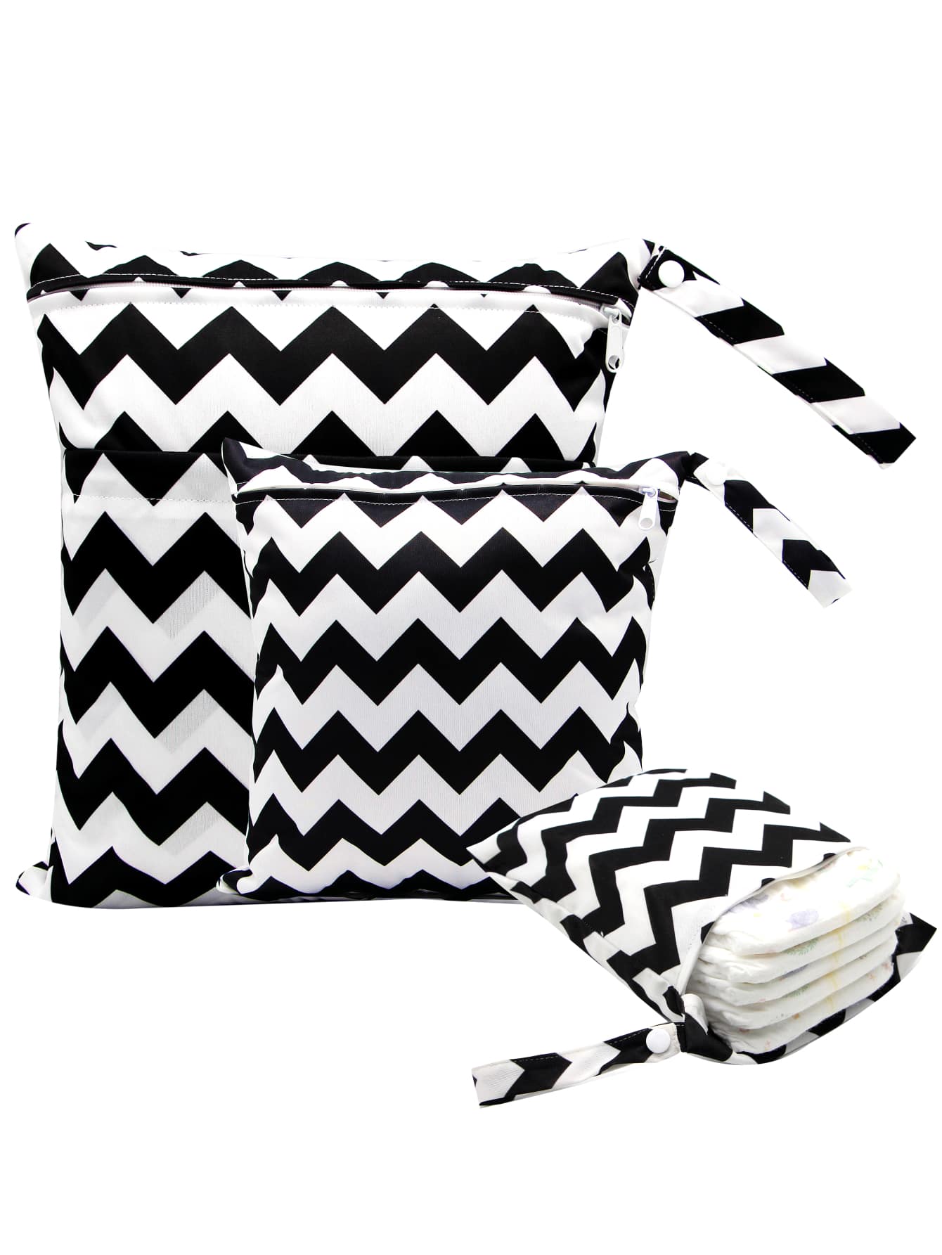3 piezas Bolsa de pañales con patrón geométrico - Negro - Ver 1