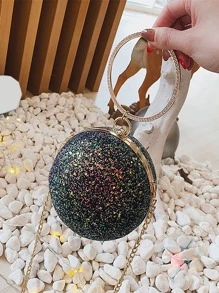 Minimalist Sequin Decor Top Ring Chain Circle Bag - Multicolor - View 2