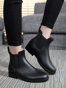 素色女士簡約風一腳蹬雨鞋 - 黑色 - 查看 3