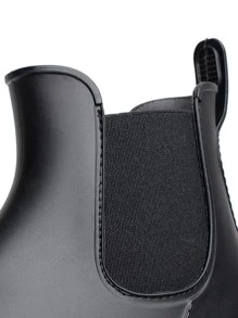 素色女士簡約風一腳蹬雨鞋 - 黑色 - 查看 4