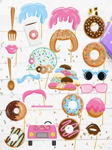 22件套甜甜圈摄影道具，复古派对装饰及照相亭配件套装