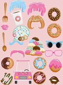 22件套甜甜圈摄影道具，复古派对装饰及照相亭配件套装