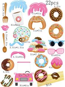 22件套甜甜圈摄影道具，复古派对装饰及照相亭配件套装