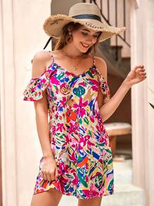 SHEIN VCAY Đầm Xù Hoa Tất cả trên in Boho - Nhiều màu - Xem 3