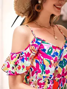 SHEIN VCAY Đầm Xù Hoa Tất cả trên in Boho - Nhiều màu - Xem 6