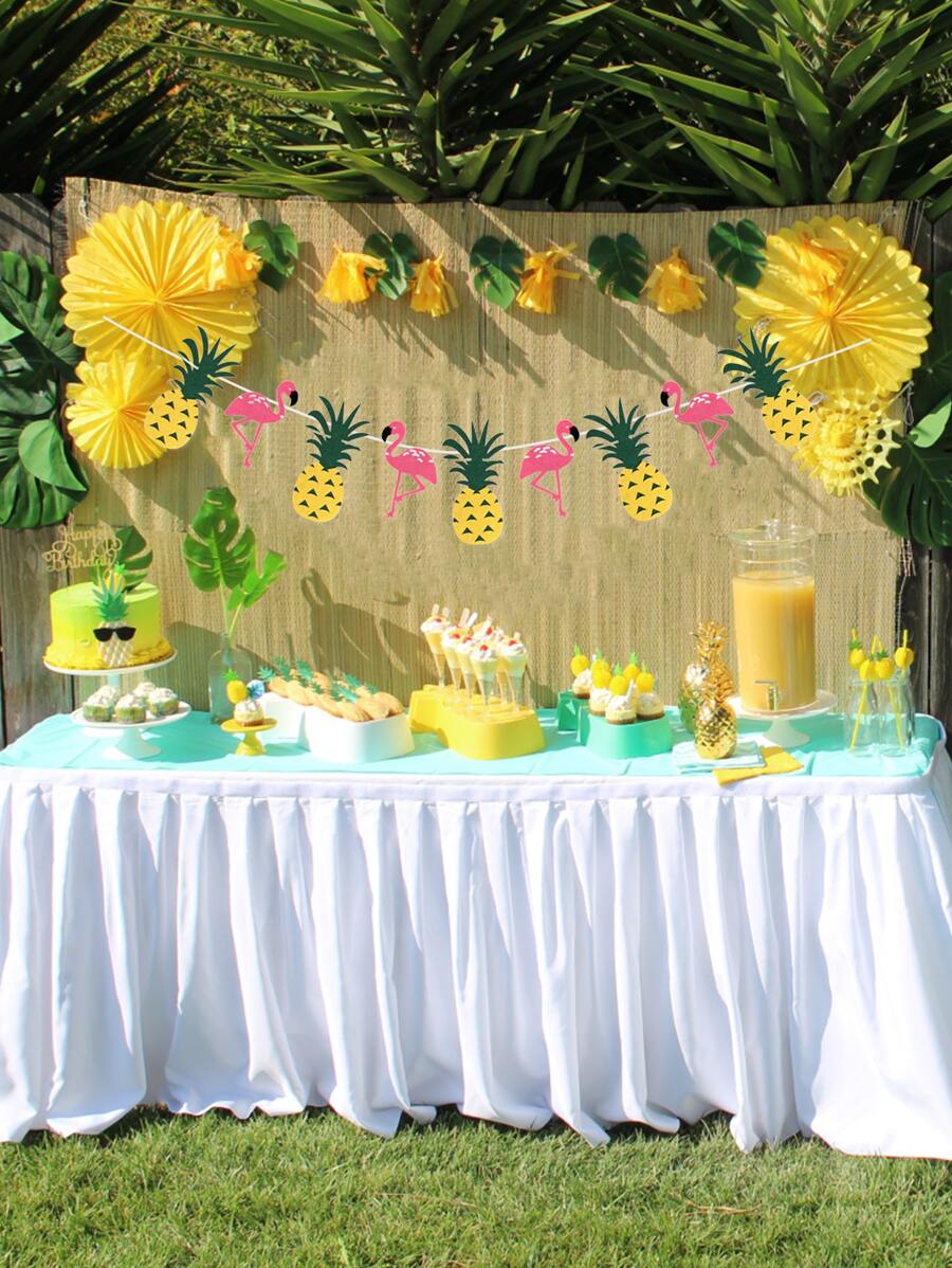 9入組/套夏季派對用滌綸拉旗現代主義火烈鳥和菠蘿形吊旗