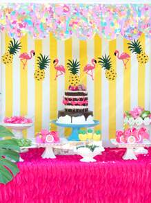 9入組/套夏季派對用滌綸拉旗現代主義火烈鳥和菠蘿形吊旗