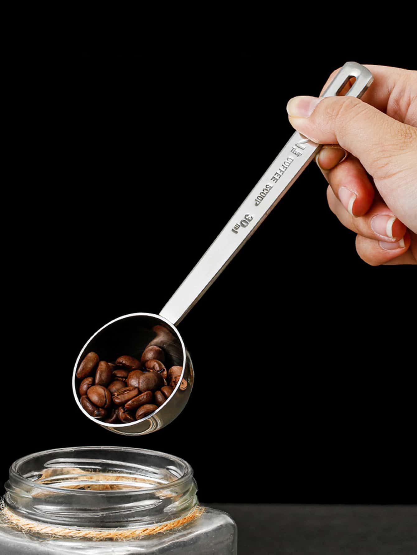 1入組字母細節咖啡勺 - 銀色 - 查看 1