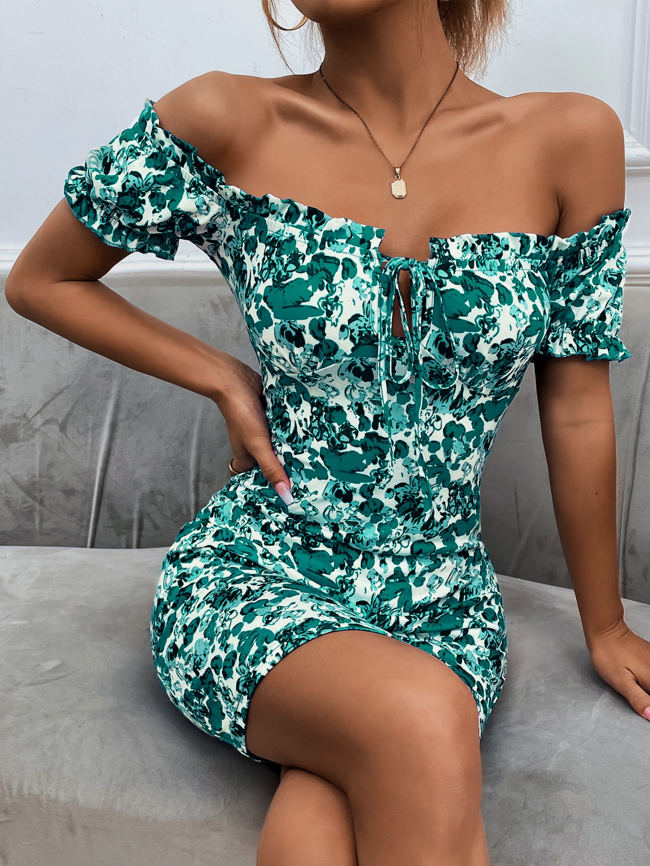 Floral off shoulder dress