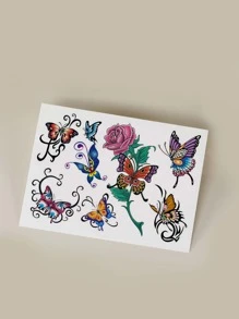 1pc Flower & Butterfly Pattern Temporary Body Tattoo Sticker - Multicolor - View 2