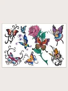 1pc Flower & Butterfly Pattern Temporary Body Tattoo Sticker - Multicolor - View 5