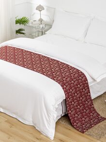 Jacquard Leaf Bed Runner - Burgundy - View 1