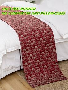 Jacquard Leaf Bed Runner - Burgundy - View 4