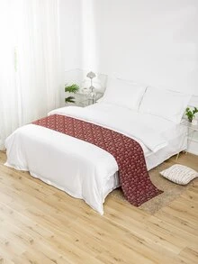 Jacquard Leaf Bed Runner - Burgundy - View 6